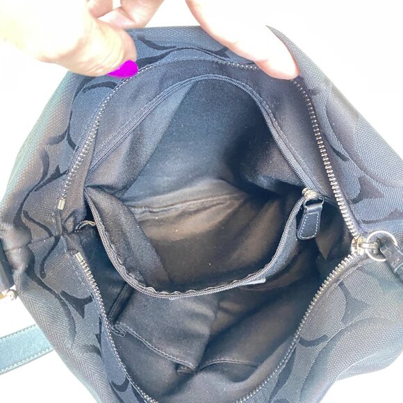 Coach Signature Charcoal Jacquard Hobo Shoulder Bag | F15067 | 🖤 Barb - Picture 11 of 14